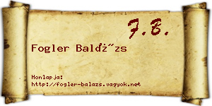 Fogler Balázs névjegykártya